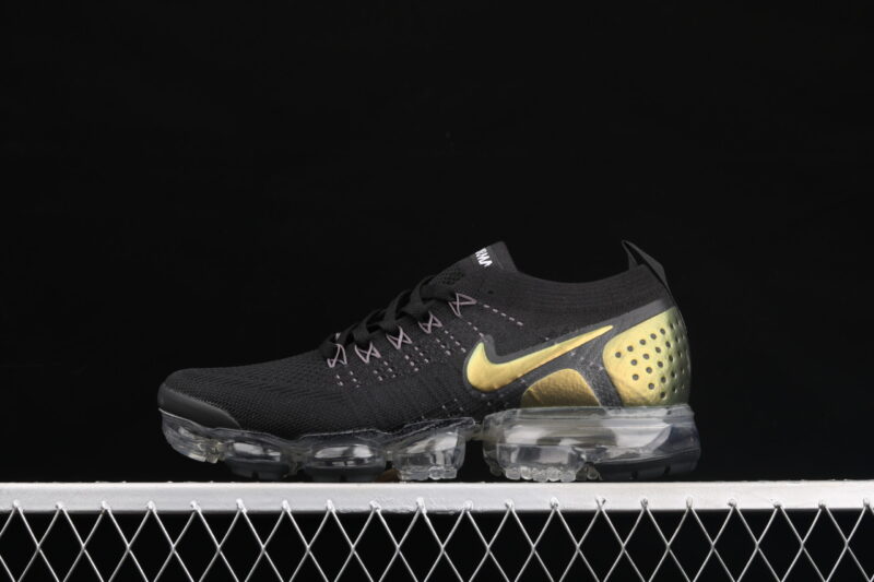 NIKE AIR VAPORMAX 2019 FLYKNT BLACK METALLIC GOLD